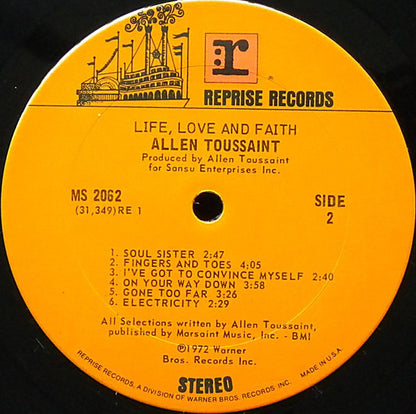 Allen Toussaint : Life, Love And Faith (LP, Album, San)