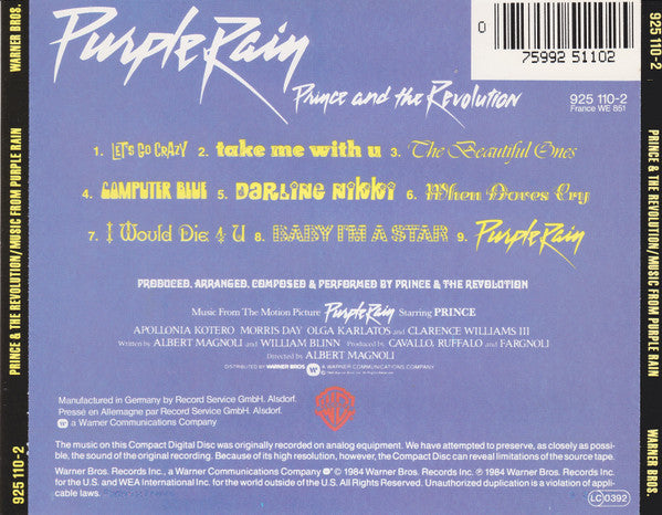 Prince And The Revolution : Purple Rain (CD, Album, RE)