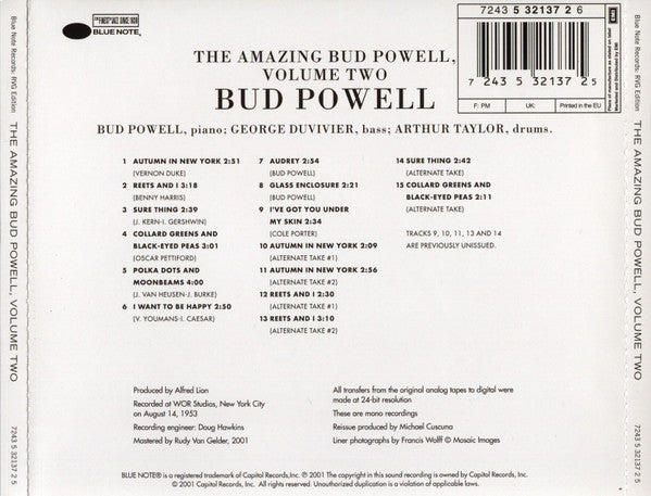 Bud Powell : The Amazing Bud Powell, Volume Two (CD, Album, Mono, RE, RM)