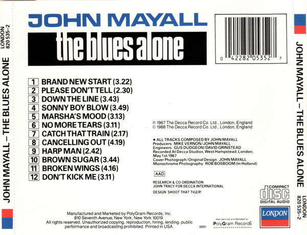 John Mayall : The Blues Alone (CD, Album)