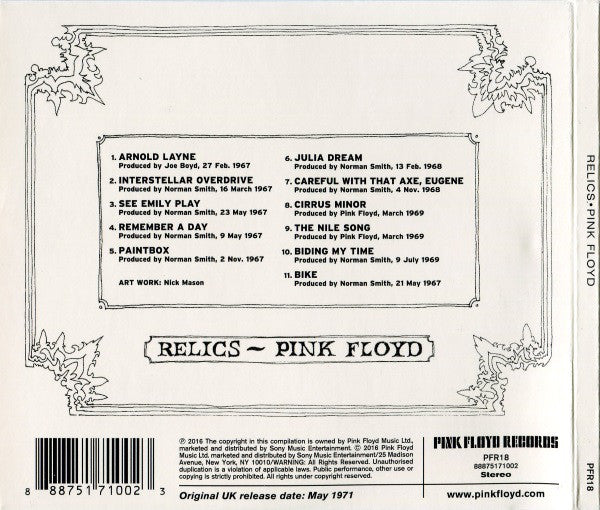 Pink Floyd : Relics (CD, Comp, RE, RM, Dig)