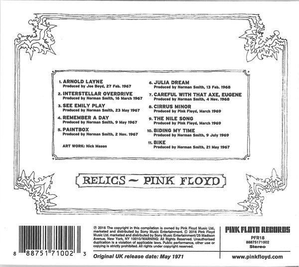 Pink Floyd : Relics (CD, Comp, RE, RM, Dig)