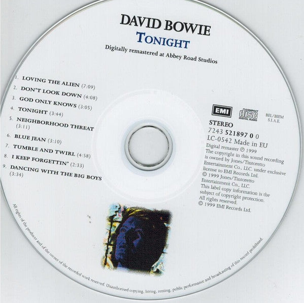 David Bowie : Tonight (CD, Album, Enh, RE, RM)