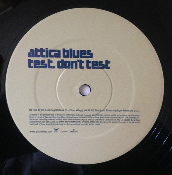 Attica Blues : Test. Don't Test (12", Promo, Smplr)