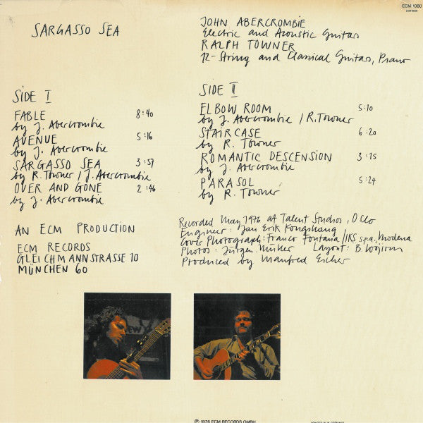 John Abercrombie, Ralph Towner : Sargasso Sea (LP, Album)