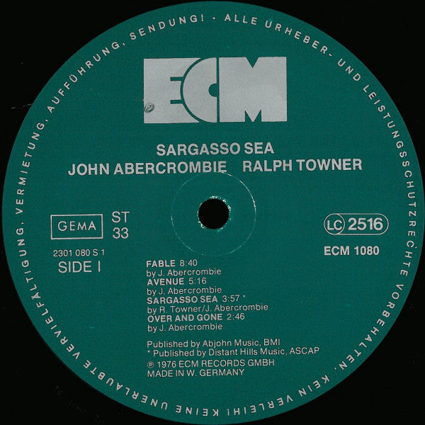 John Abercrombie, Ralph Towner : Sargasso Sea (LP, Album)