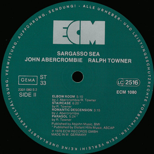 John Abercrombie, Ralph Towner : Sargasso Sea (LP, Album)