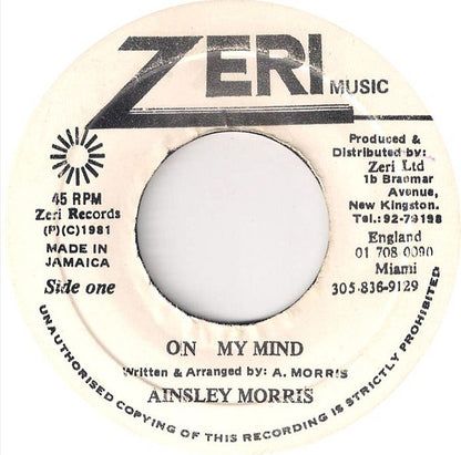 Ainsley Morris : On My Mind (7")