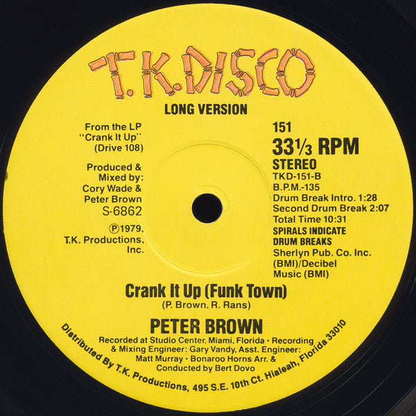 Peter Brown (2) : Crank It Up (Funk Town) (12")