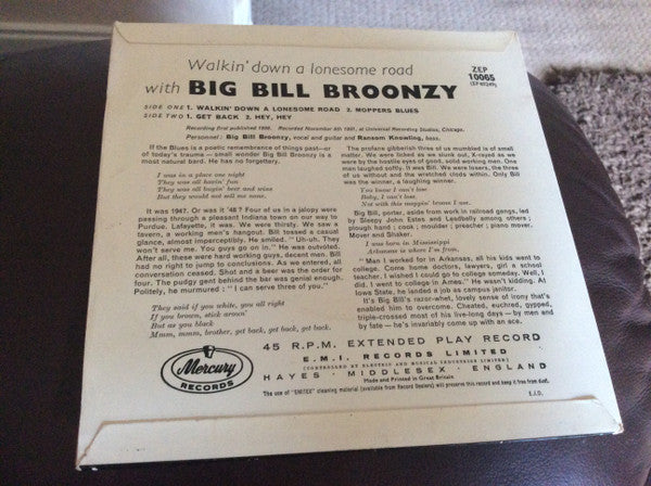 Big Bill Broonzy : Walkin' Down A Lonesome Road (7", EP)