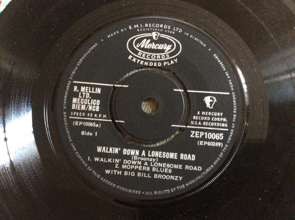 Big Bill Broonzy : Walkin' Down A Lonesome Road (7", EP)