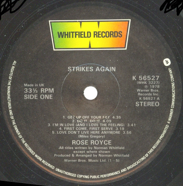 Rose Royce : Strikes Again (LP, Album, Gat)