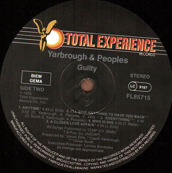 Yarbrough & Peoples : Guilty (LP, Album)