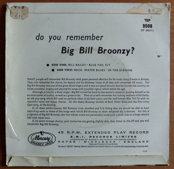 Big Bill Broonzy : Do You Remember (7", EP)