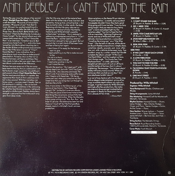 Ann Peebles : I Can't Stand The Rain (LP, Album, RE)