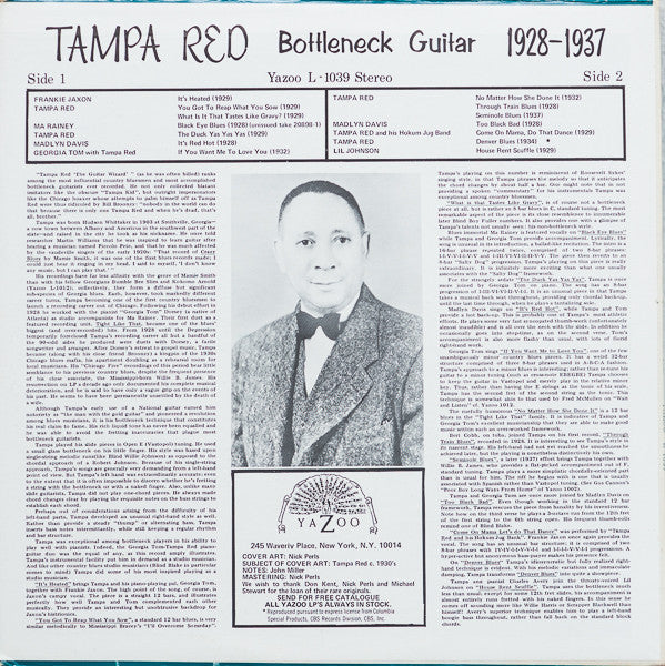 Tampa Red : Bottleneck Guitar 1928-1937 (LP, Comp, RE)