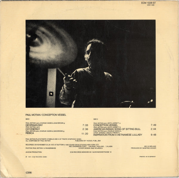 Paul Motian : Conception Vessel (LP, Album, RP)