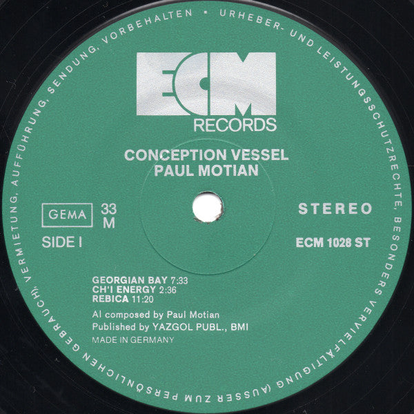 Paul Motian : Conception Vessel (LP, Album, RP)