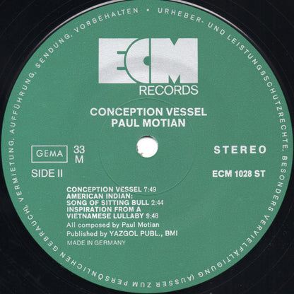 Paul Motian : Conception Vessel (LP, Album, RP)