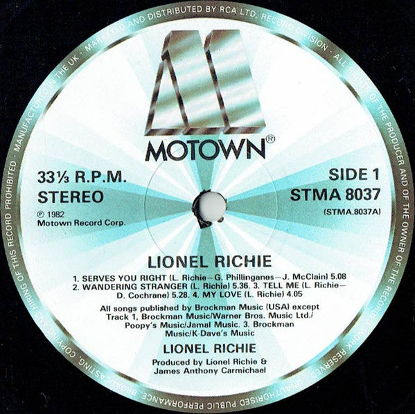 Lionel Richie : Lionel Richie (LP, Album, Gat)