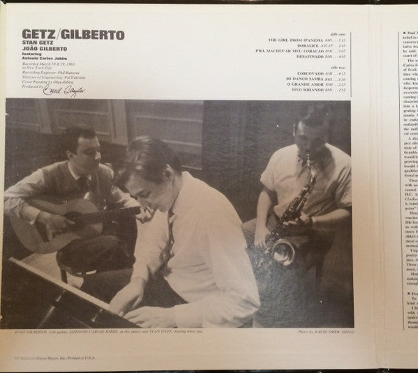 Stan Getz / João Gilberto Featuring Antonio Carlos Jobim : Getz / Gilberto (LP, Album, Gat)