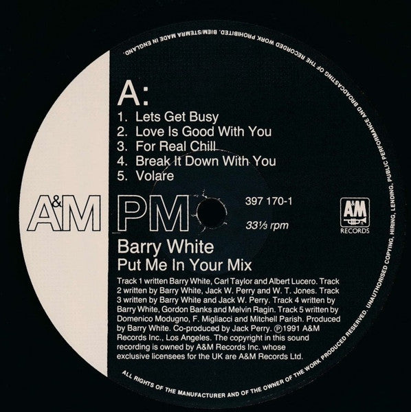 Barry White : Put Me In Your Mix (LP, Album)