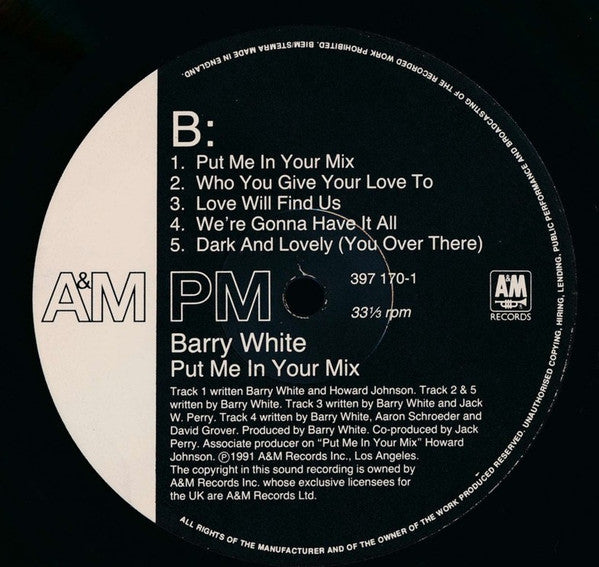 Barry White : Put Me In Your Mix (LP, Album)