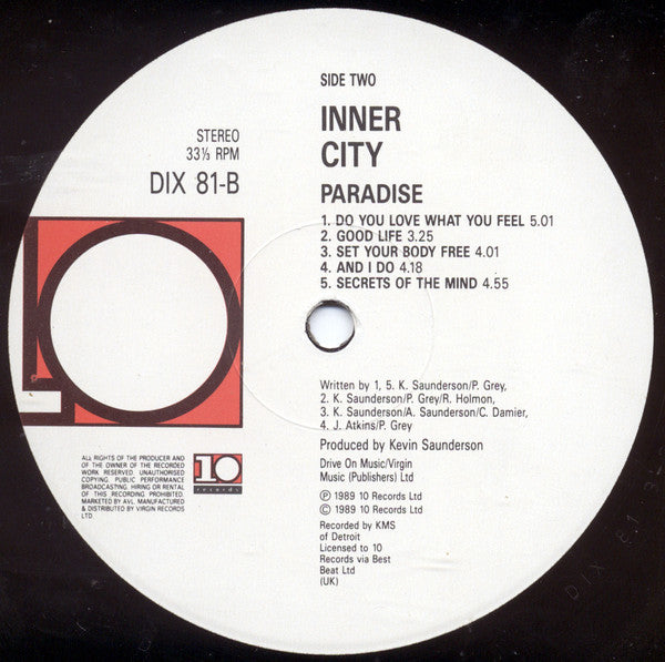 Inner City : Paradise (LP, Album)