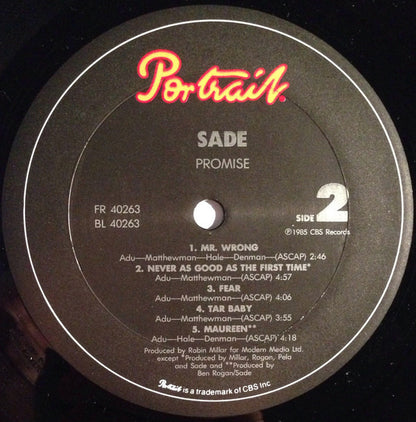 Sade : Promise (LP, Album, RP, Car)