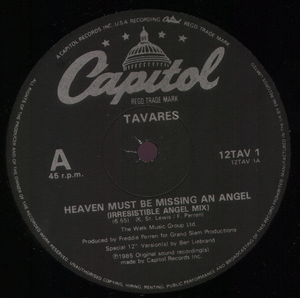 Tavares : Heaven Must Be Missing An Angel (Irresistible Angel Mix) (12")