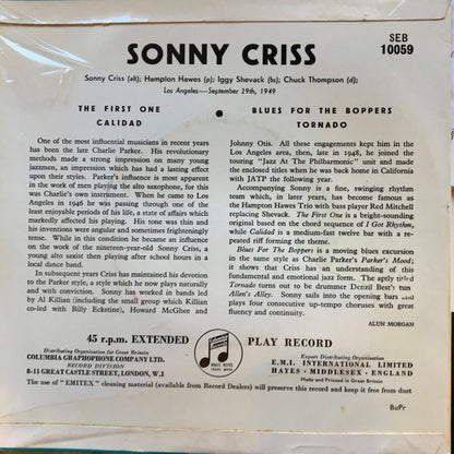 Sonny Criss : Sonny Criss (7", EP, Mono)