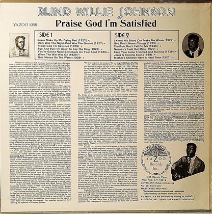 Blind Willie Johnson : Praise God I'm Satisfied (LP, Comp, RP)