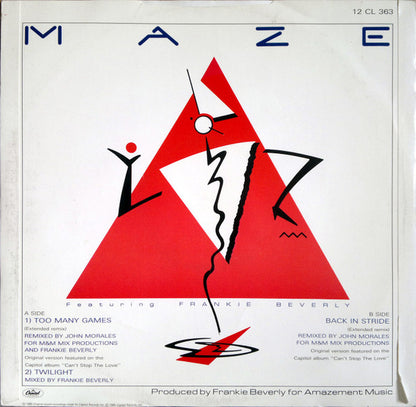 Maze Featuring Frankie Beverly : Too Many Games (12", Single)