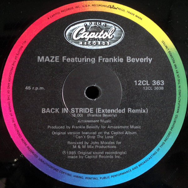 Maze Featuring Frankie Beverly : Too Many Games (12", Single)