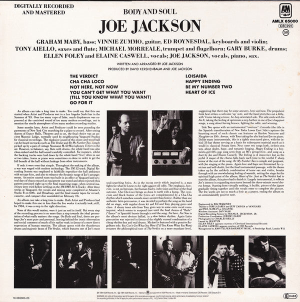 Joe Jackson : Body And Soul (LP, Album)