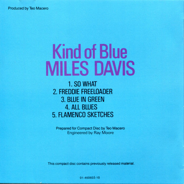 Miles Davis : Kind Of Blue (CD, Album, RE, RM)