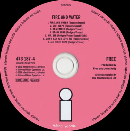 Free : Fire And Water (CD, Album, RE, RM)