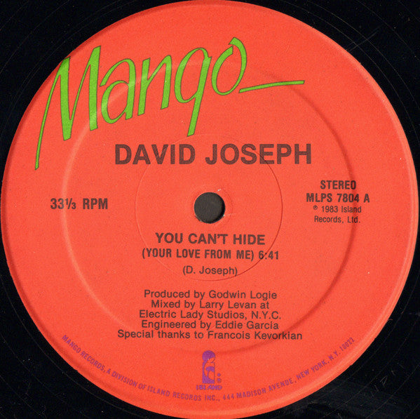 David Joseph : You Can't Hide (Your Love From Me) (12")