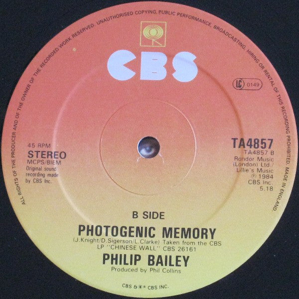 Philip Bailey : Children Of The Ghetto / Photogenic Memory (12")