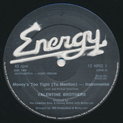 The Valentine Brothers : Money's Too Tight (To Mention) (12")