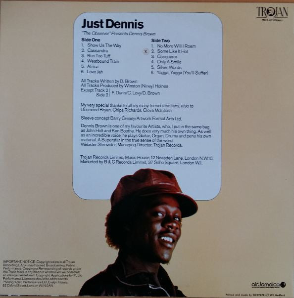 Dennis Brown : Just Dennis (LP, Album, RE)