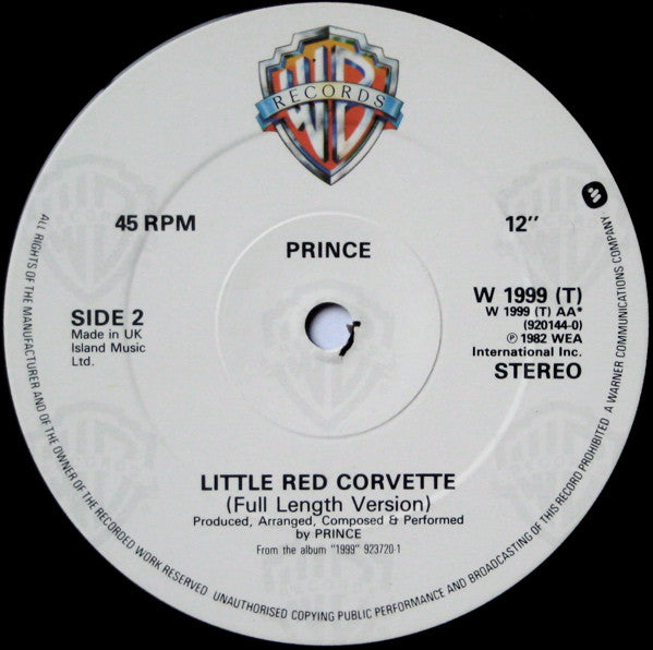 Prince : 1999 / Little Red Corvette (12", Single, Dam)