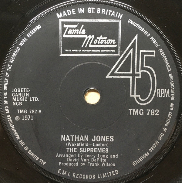 The Supremes : Nathan Jones (7", Single, Sol)