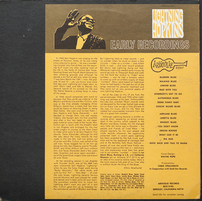 Lightnin' Hopkins : Early Recordings (LP, Album, Comp, RE)