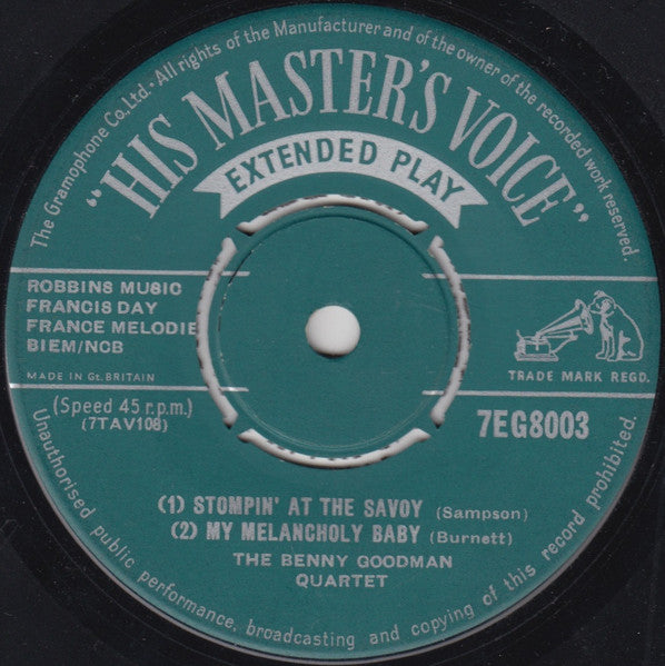 The Benny Goodman Quartet : Stompin' At The Savoy (7", EP)