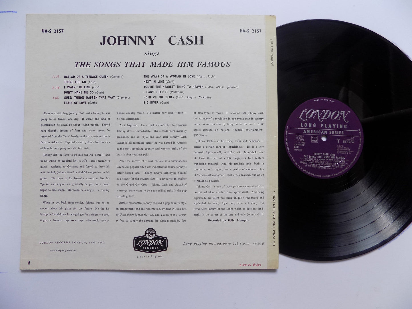 Johnny Cash - Sings The Songs That Made Him Famous (LP, Album, Mono) UK 1959 NM or M-