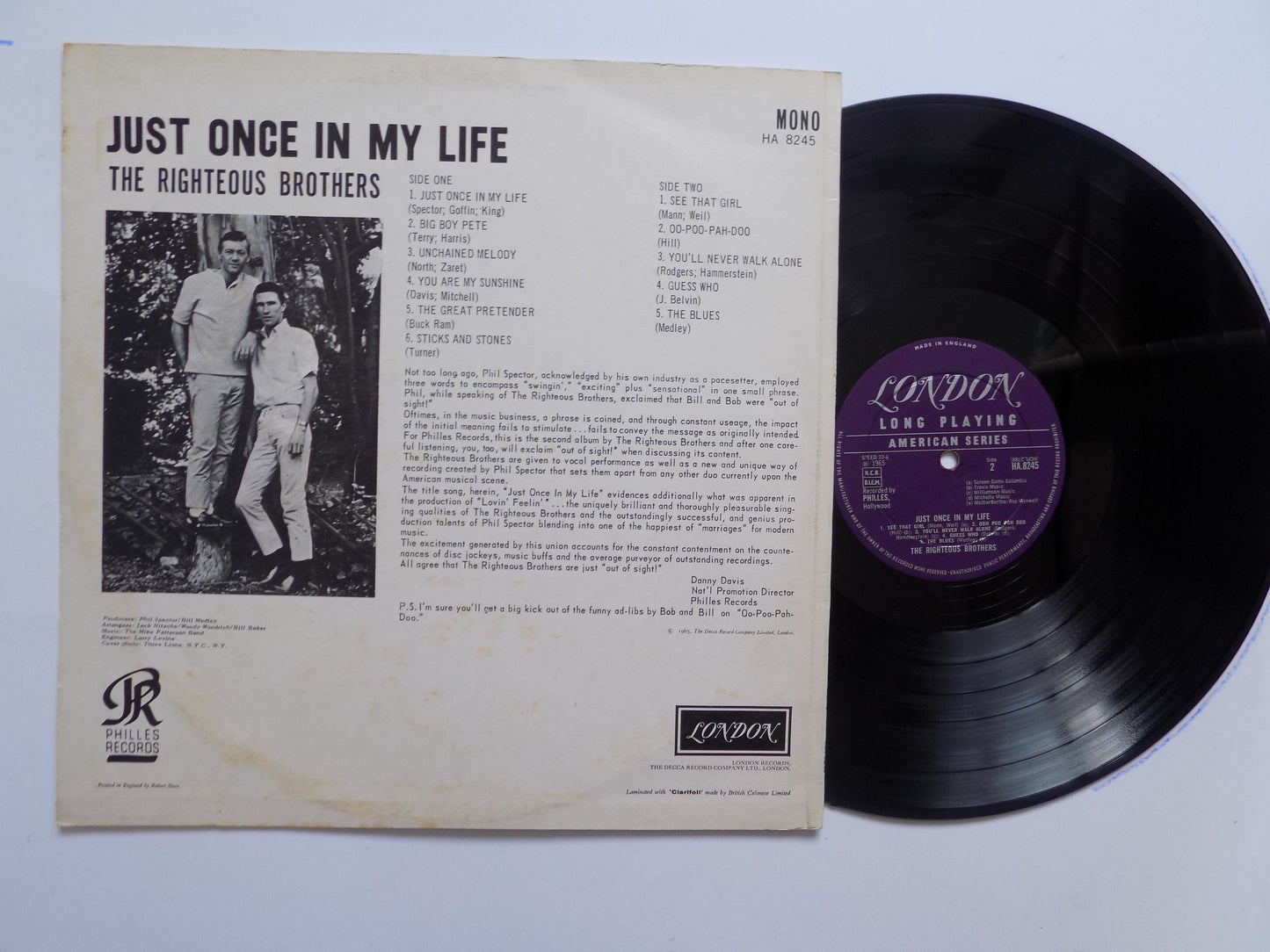 The Righteous Brothers - Just Once In My Life (LP, Album, Mono) UK 1965 VG+