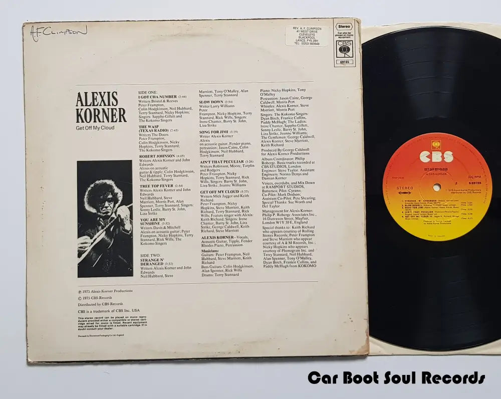 Alexis Korner - Get Off Of My Cloud (Lp) Uk 1975 Nm Or M- Lp