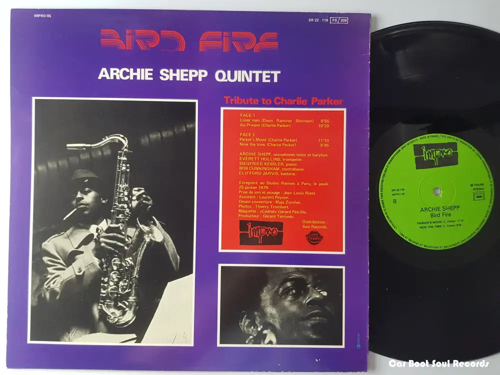 Archie Shepp Quintet - Bird Fire (Tribute To Charlie Parker) (Lp Album Are) France 1979 Nm Or M - Lp