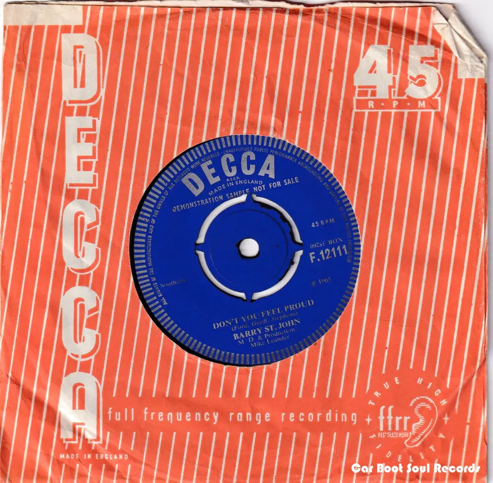 Barry St. John - Mind How You Go (7’ Single Promo) Uk 1965 Nm Or M - 7’